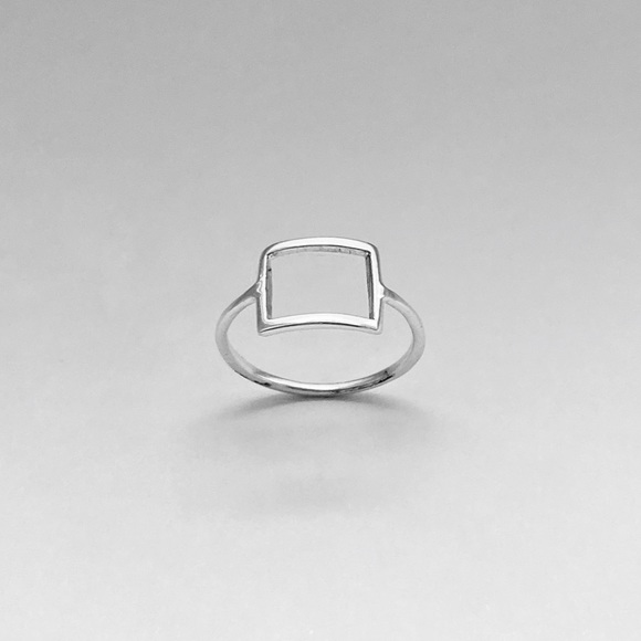 Sterling Silver Thin Open Square Ring, Delicate Ring, Minimalist Silver Rings - Picture 9 of 13